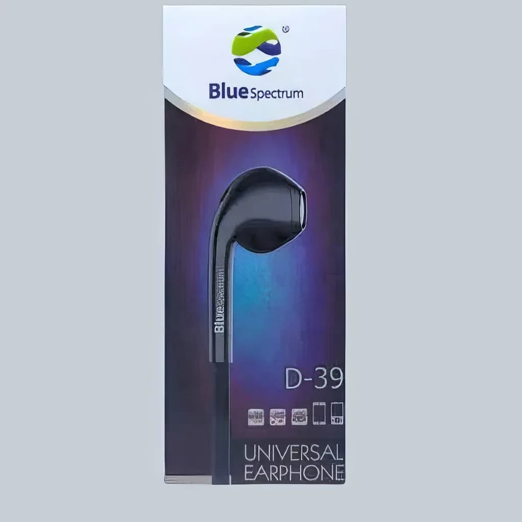 Blue Spectrum D-39 In-Ear Headphone — Blue Spectrum D-39 stereo wired in-ear headphone with mic