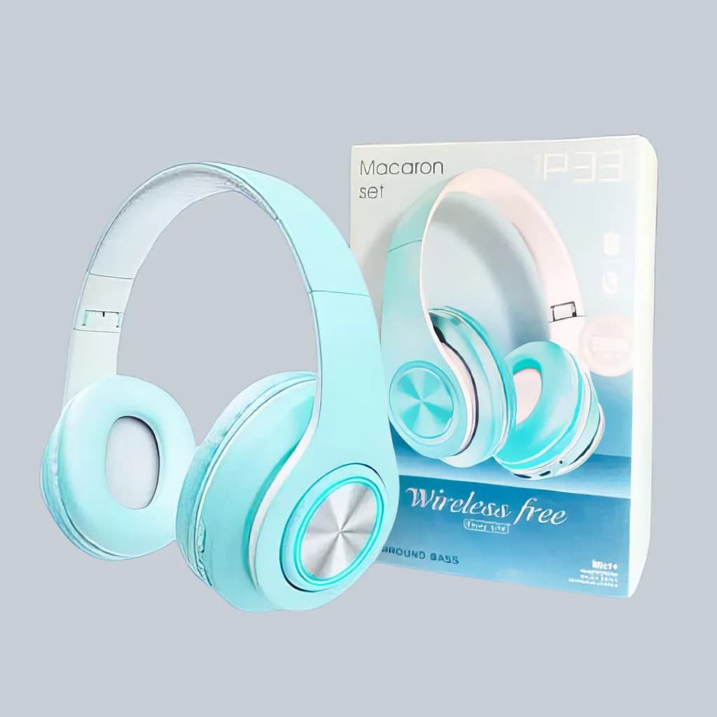Generic P33 Blue On-Ear Headphone — Generic P33 foldable Bluetooth wireless headphone Blue