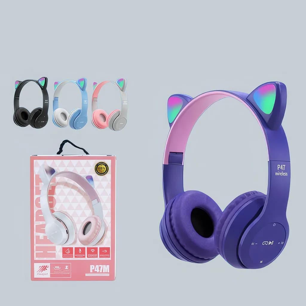 Generic P47M On-Ear Headphone — Generic P47M glowing cat ear wireless headphone for kids