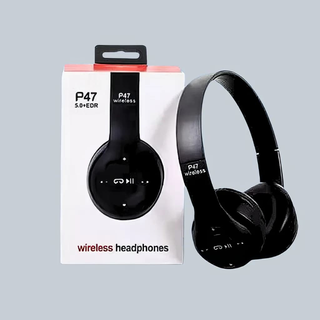 Generic P47 Black On-Ear Headphone — Generic P47 wireless Bluetooth headphone Black