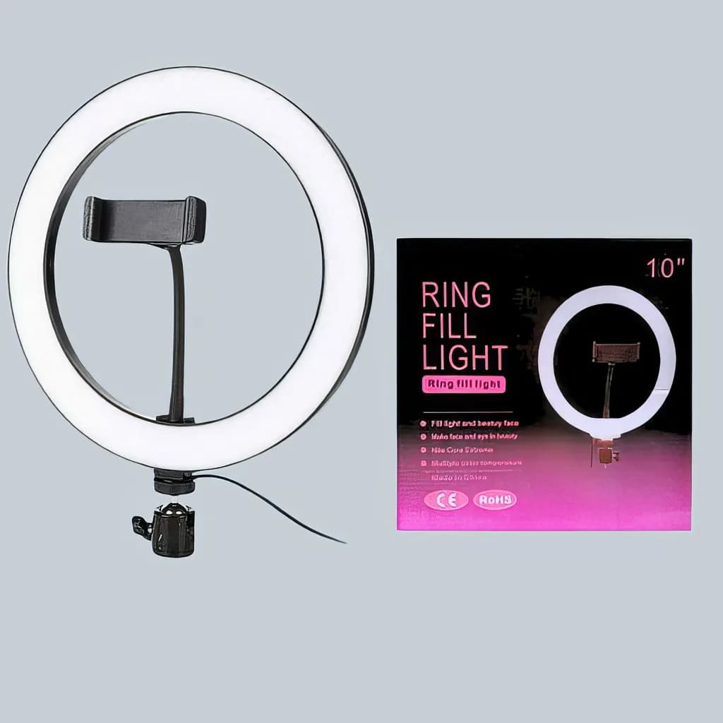 Ring with Phone Holder 26CM White — 26CM selfie LED ring light with phone holder stand White