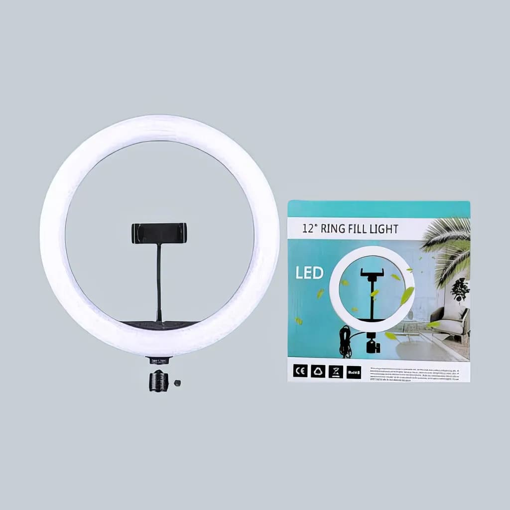 Ring with Phone Holder 33CM White — 33CM professional LED ring light with phone mount White