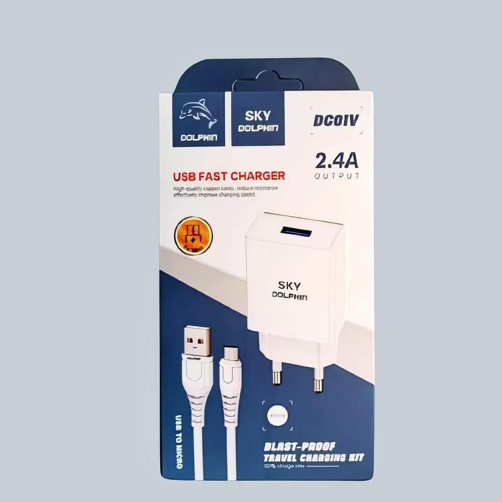 Dolphin 2.4A Charger — Dolphin 2.4A fast wall charger adapter with single USB port